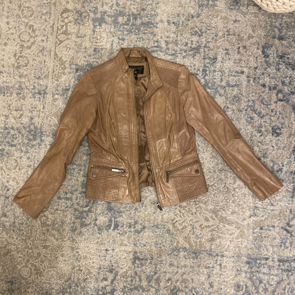 Bernardo tan leather jacket